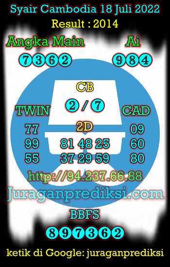 Prediksi Cambodia 18 Juli 2022, Syair cambodia 18 7 2022, prediksi kamboja Senin 18 juli 2022, kode syair kamboja hari ini 18 7 2022 jitu dan akurat.
