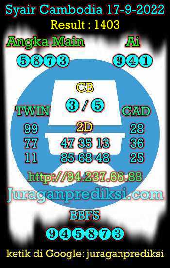 Prediksi Cambodia 17 September 2022 hari ini kami ambil dari Syair cambodia 17 9 2022