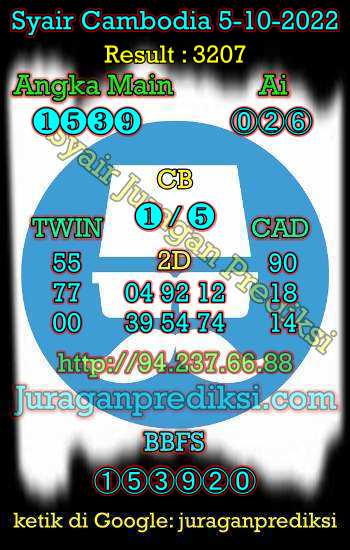 Prediksi Cambodia 5 Oktober 2022 hari ini kami ambil dari Syair cambodia 5 10 2022