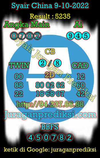 Prediksi Syair China 9 Oktober 2022 dan Kode Syair China hari ini adalah Bocoran China serta Prediksi china akurat Minggu 9-10-2022
